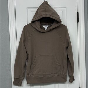 Athleta Girl Pullover Hoodie L/12 Beige | “Dream Crazy Big Own Your” Collar